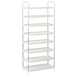 Range chaussures avec 8 etagres mtal et tissu intiss argent 60x28x140 cm tagre  chaussures meuble ...