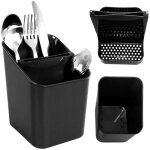 Organisateur de couverts - non spcifi - noir - plastique robuste - 14x11x16 cm - design classique