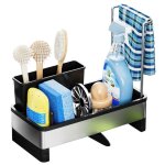 Range - �ponge de cuisine ? caddy noir pour �vier avec porte - serviette d�tachable porte - ponge vier ...