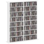 Rangements pour cd et dvd - homcom - 16 compartiments et 12 tagres rglables - capacit max. 720 cd ...