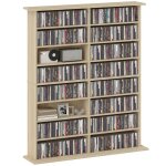 Rangements pour cd et dvd - homcom - 16 compartiments et 12 tagres rglables - capacit max. 720 cd ...