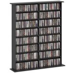 Rangements pour cd et dvd - homcom - 16 compartiments et 12 �tag�res r�glables - capacit� max. 720 cd ...