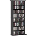 Rangements pour cd et dvd - homcom - 8 compartiments et 6 �tag�res r�glables - capacit� max. 360 cd / ...