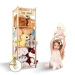 Rangement peluche rangement jouet enfant avec roue de freinpeu encombrantpour chambre denfant chambre ...