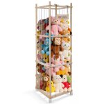 Rangement pour peluches range peluche en bois roues �quip�es dun frein � 360� 138 * 41 * 41cm meuble ...