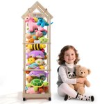 Rangement pour peluchesrange peluche en bois roues �quip�es dun frein � 360�146 * 47 * 35cm meuble rangement ...