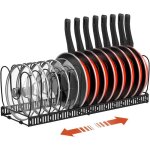 Rangement poele et casserole pour tiroir cuisine range couvercle avec 14 compartiments r�glables noir ...