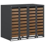 Rangement de poubelle � roulettes - vidaxl - anthracite - acier - 136x775x1155 cm - extensible - ventil� ...