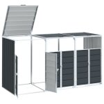 Rangement � roulettes pour poubelles - wiens - trois bacs - acier - 216x81x115 cm - anthracite - 240 ...