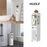 Rangement pour salle de bain 20 * 15 * 80cm �tag�re de salle de bain en pp meuble de sol �conomisant ...