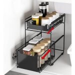 Rangement sous vier  2 niveaux - [marque] - panier coulissant tagres  pices - noir