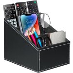 Rangement telecommande support de t�l�commande en pu cuir bo�te de rangement avec 3 compartiments multifonctio ...