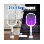Raquette anti - moustiques 2 en 1 25v usb rechargeable tapette  mouches electrique avec base de chargement ...
