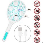 Raquette anti moustique3600v raquette electriqueusb tapette� moucheprotection de maille 3 couchesefficace ...