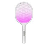 Raquette anti - moustiques 4000v rechargeable 1500mah base stable blanc insectes volants