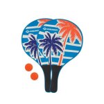 Raquettes de beachball - schildkrot - bois laqu� - poign�e plastique noir - 2 balles - sac filet refermable ...