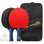Raquette de ping pong professionnel set 2 raquettes de tennis de table 3 balles et sac(horizontal shot ...
