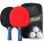 Raquette de ping pong professionnel set 2 raquette de tennis de table + 3 balles de ping - pong + sac(horizont ...
