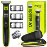 Rasoir lectrique homme - philips - oneblade - visage et corps - 3 sabots - tui inclus