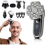 Rasoir �lectrique 6 en 1 avec 9 t�tes flottantes amovibles �tanche ipx6 humide et sec �cran led rechargeable ...