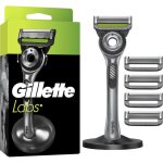 Rasoir gillettelabs avec barre exfoliante 1 manche 5 recharges support magn�tique