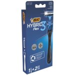 Rasoir homme jetable - bic - hybrid flex 3 - 3 lames - 2 recharges - manche ergonomique