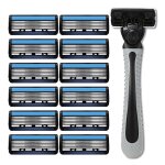 Rasoir rasoir humide avec 12 lames de rechange rasoir pour homme 6 couches avec tte de lame flexible ...