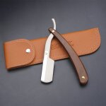 Rasoir pliable homme � poign�e en bois r�tro avec 10 t�tes de lame