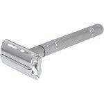 Rasoir de s�curit� � double tranchant - febest - lame unique - acier inoxydable - pochette en cuir - ...