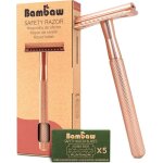 Rasoir de scurit - bambaw - mtal or rose - 5 lames incluses - zro dchet - cologique