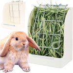 R�telier foin avec plateforme blanc plastique et m�tal pour lapin et cochon dinde durable et non toxique ...