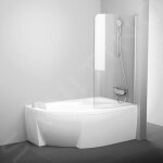 Ravak chrome paroi de baignoire monobloc cvsk1 rosa droite 1000x1500 mm aluminium brillant / verre transparent ...