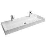 Ravak natural - double - lavabo 120x45 cm sans trop - plein trous pour robinet blanc xjo01212000 Ravak natural - double - lavabo 120x45 cm sans trop - plein trous pour robinet blanc xjo01212000