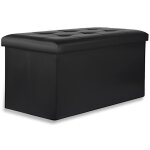 Ravello xxl pouf pliant avec boutons - 80x40x40cm cuir éco noir Ravello xxl pouf pliant avec boutons - 80x40x40cm cuir éco noir