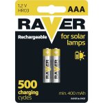 Raver by lot de 2 micro piles solaires aaa rechargeables pour lampes solaires nimh 12 vhr03400 mah temp�rature ...