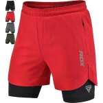 Rdx short de course homme 2 en 1 avec doublure de compression poches zipp�es respirant rouge taille s ...