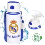 Real madrid bouteille thermale en aluminium embout buccal bouteille deau avec bandoulire 600ml