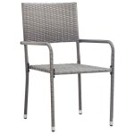 Rebaischaise � d�ner de jardin - si�ge avec accoudoirs 1 place - empilable lot de 2 gris r�sine tress�e ...