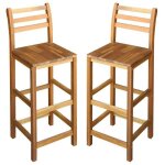 Rebaistabourets de bar - chaise de loisirs 1 place - pour jardin - lot de 2 - bois dacacia massif cl761415 ...