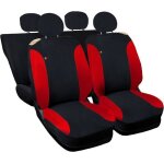 Housses de si�ge - rebeca shop - cinquecento (fiat 500) - polycoton 70 / 30 - noir / rouge - avant / ...
