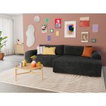 Rebecca - canap� dangle droit 4 places convertible avec coffre en velours textur� - gris anthracite