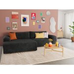 Rebecca - canap� dangle gauche 4 places convertible avec coffre en velours textur� - gris anthracite