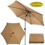 Rechange toile de parasol de jardin (2. 7m) dessus de parapluie de remplacement pour 6 bras toile de ...