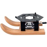 Réchaud à fondue - table et cook - 31x21x10. 3cm - base en bois forme ski - noir Réchaud à fondue - table et cook - 31x21x10. 3cm - base en bois forme ski - noir