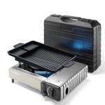 R�chaud gaz 1 feu r�chaud camping avec plaque grill 38 cm avec allumage pi�zo et mallette de transpor ...