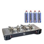 Réchaud à gaz 2 feux 4400w thermocouple intégré + 4 cartouches de gaz 250gr alpen camping Réchaud à gaz 2 feux 4400w thermocouple intégré + 4 cartouches de gaz 250gr alpen camping