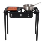 Barbecue grill et r�chaud 2 feux 9kw kit modulable 2en1 - 2 br�leurs - plaque grill 3 hauteurs modulables ...