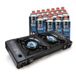 R�chaud � gaz double eurocatch r�chaud � gaz 2 br�leurs avec 16 bonbonnes de gaz