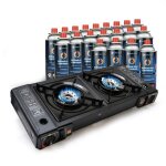 Réchaud à gaz double eurocatch réchaud à gaz 2 brûleurs avec 20 bonbonnes de gaz Réchaud à gaz double eurocatch réchaud à gaz 2 brûleurs avec 20 bonbonnes de gaz