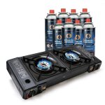 Réchaud à gaz double eurocatch réchaud à gaz 2 brûleurs avec 8 bonbonnes de gaz Réchaud à gaz double eurocatch réchaud à gaz 2 brûleurs avec 8 bonbonnes de gaz